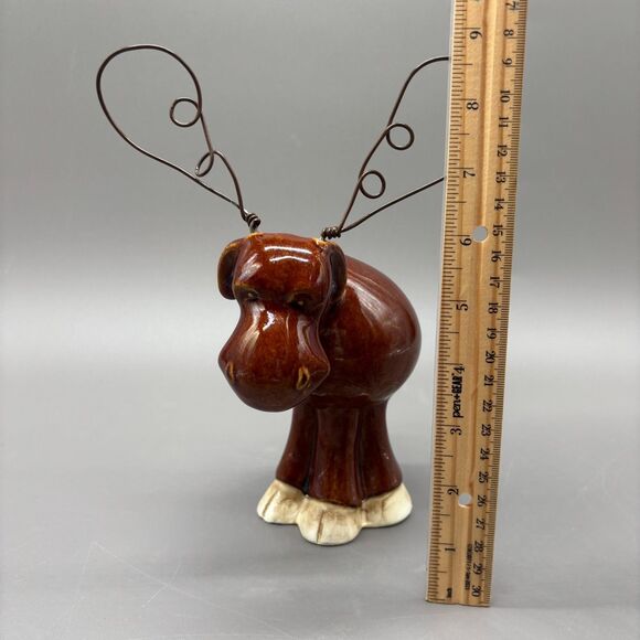 Big Sky Carvers Ceramic Moose Figurine Wire Antlers Whimsical Rustic Lodge 8" - Picture 7 of 7